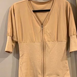 Weekenders Joy ZIP Cardigan Top S/P Gold NWT